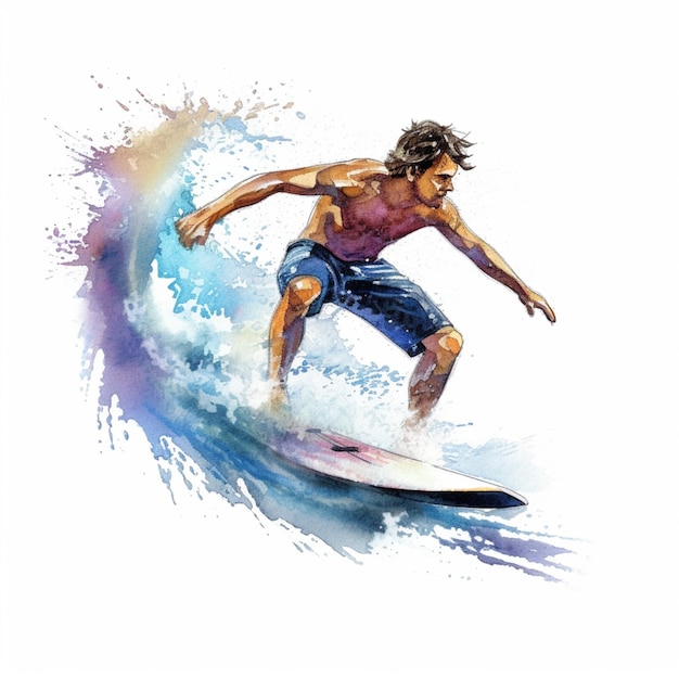 surfer on a wave in the ocean with a splash of water generative ai