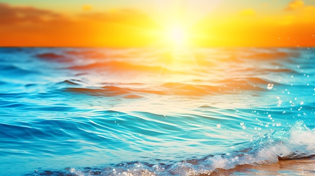 Foto surfare le onde dell'oceano al tramonto bel paesaggio con le onde azzurre dell'oceana