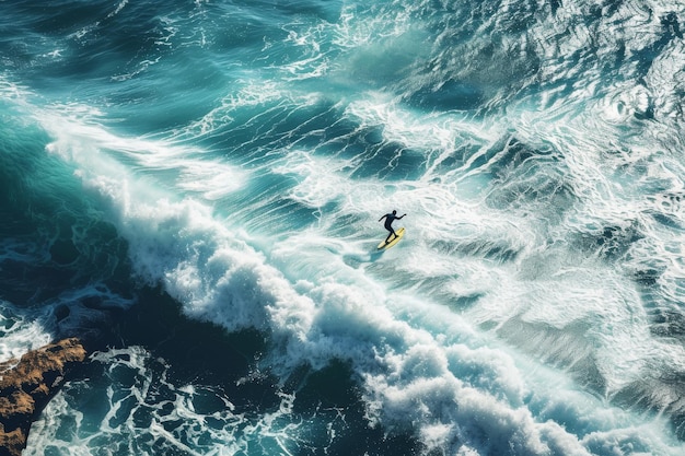 Surfing ocean wave Surfer on a blue ocean AI generated