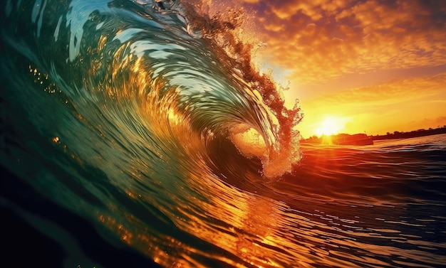 Surfing ocean wave