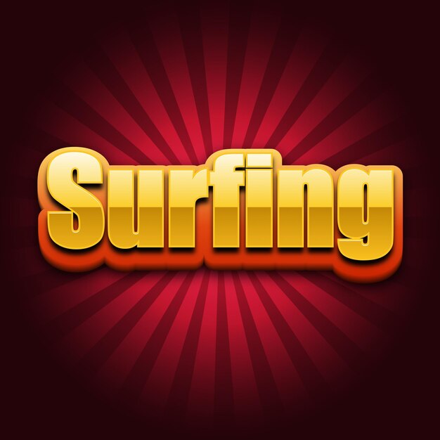 Surfing Text effect Gold JPG attractive background card photo