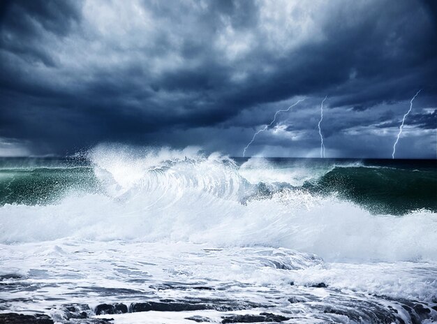 Foto ondate di surf e sfondo oceanico