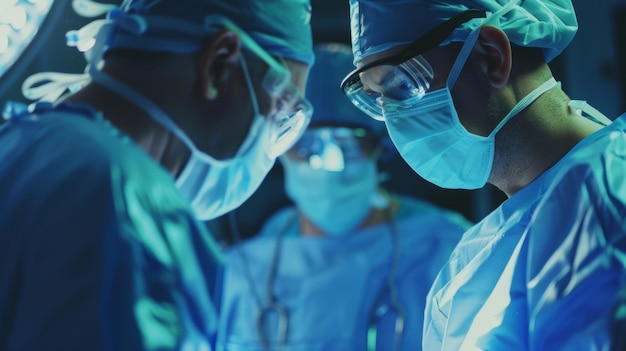 Photo a surgeon and anesthesiologist work together in the sterile environment of the operating theater