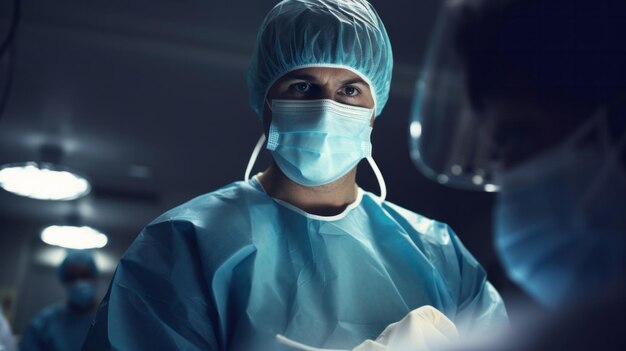Foto chirurgo o medico nella sala operatoria dell'ospedale che esegue un'operazione