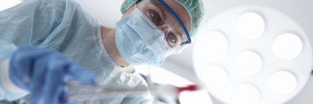 Surgeon female doctor in operating room portrait