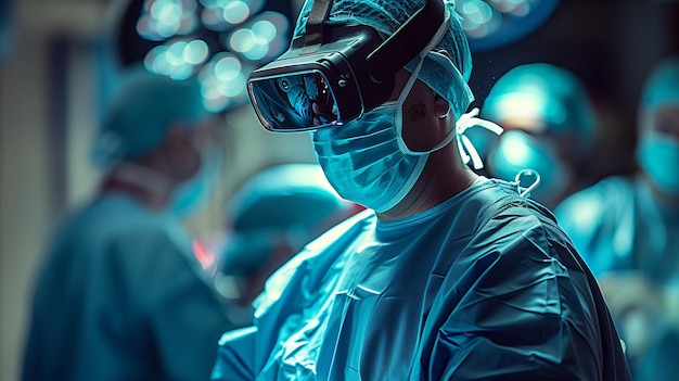 The surgeon is completely immersed in the procedure thanks to the VR headset