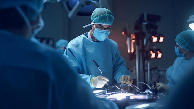 Surgeon operating on a patient with modern medical technology