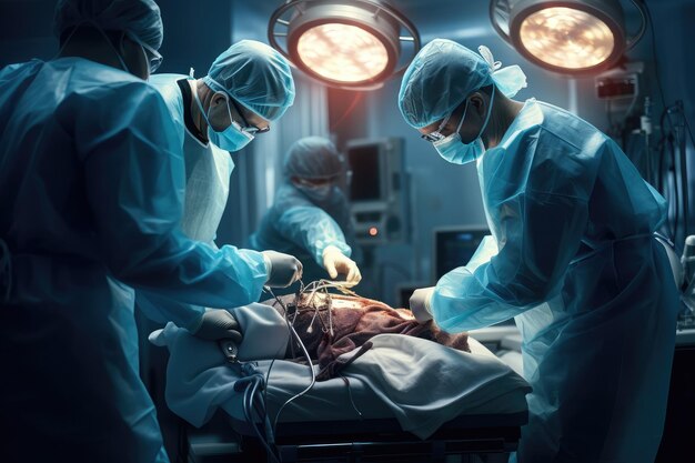 A surgeon performs the surgical operation