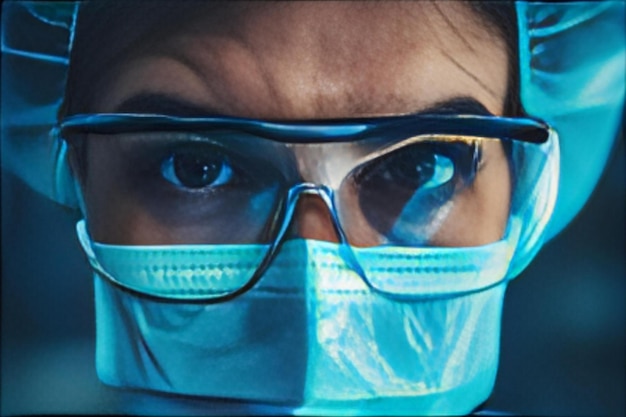 Surgeon or Scientist with Glasses and Face Mask