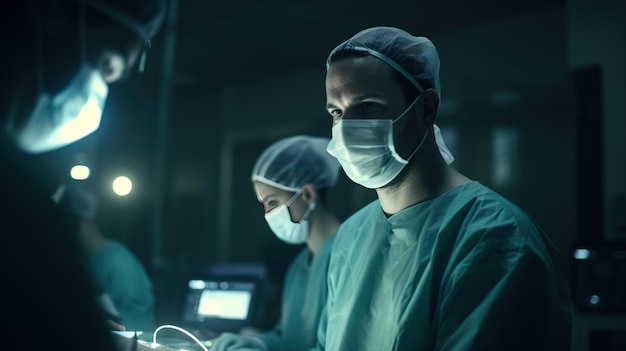 surgeon with team performing surgery