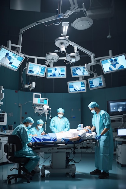 手術室で患者をモニタリングする手術チーム