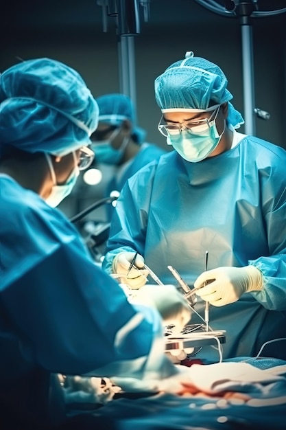 surgeons working in an operating room