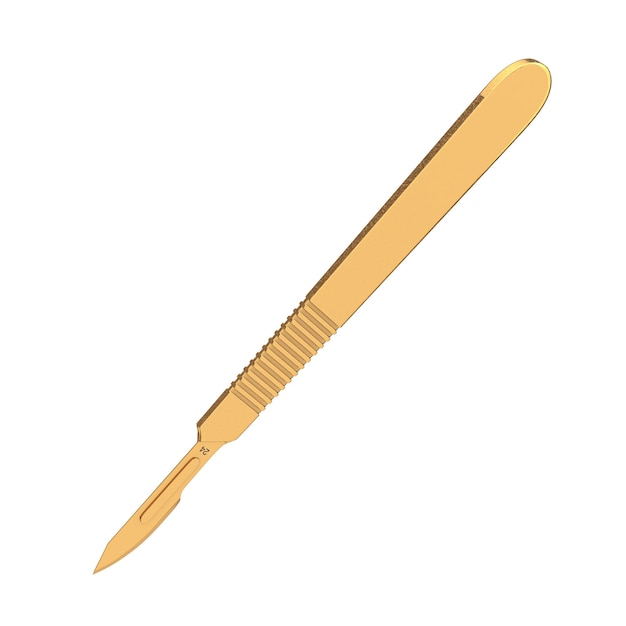 Surgical Golden Metal Scalpel 3d Rendering