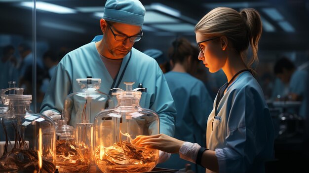 Photo surgical nurse assisting a background