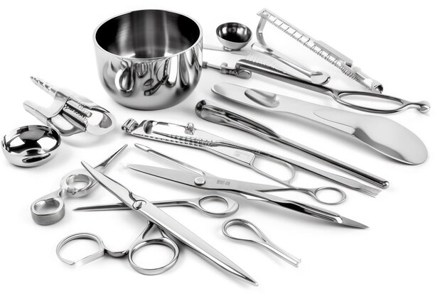 Photo surgical procedure equipment on white background