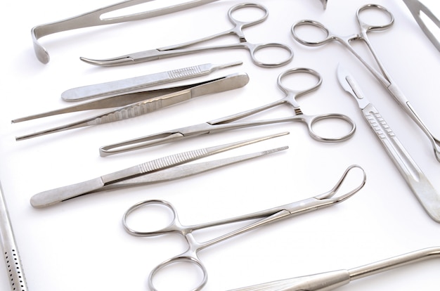 Surgical set on white