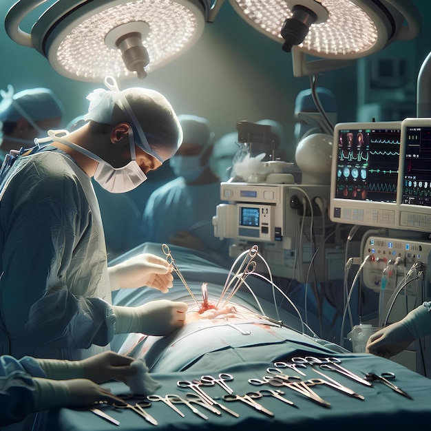 Surgical Team Operating in a Modern OR