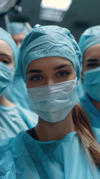 Surgical Team in Scrubs and Masks