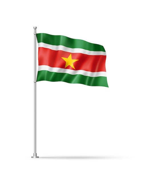 Флаг Суринама изолирован на белом