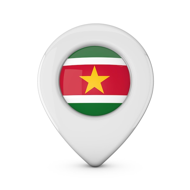 Suriname flag location marker icon 3D Rendering