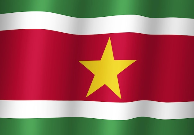 Suriname nationale vlag 3d illustratie close-up bekijken