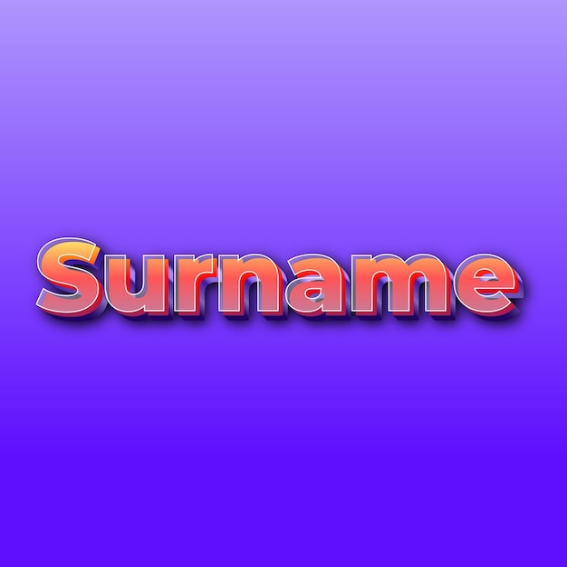 SurnameText effect JPG gradient purple background card photo