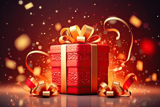 Surprise and Delight Vibrant Gift Boxes with Gold Ribbon Generative AI