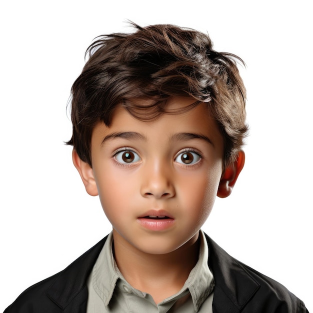 Photo surprised 11yearold uzbekistani boy with wide eyes