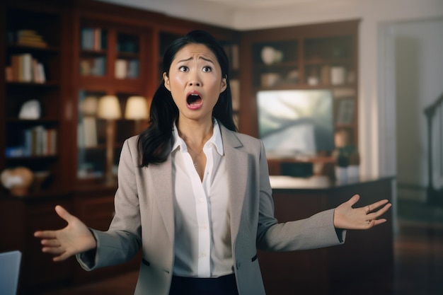 Surprised Asian Woman with a Startled Expression