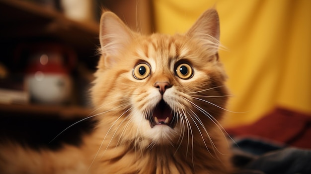 surprised cat HD 8K wallpaper Stock Photographic Image