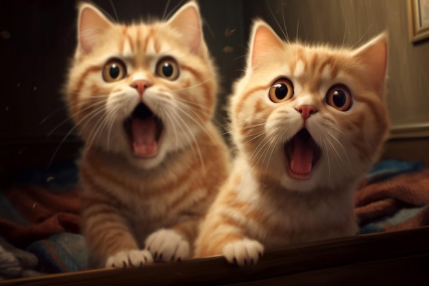 Surprised cute cats