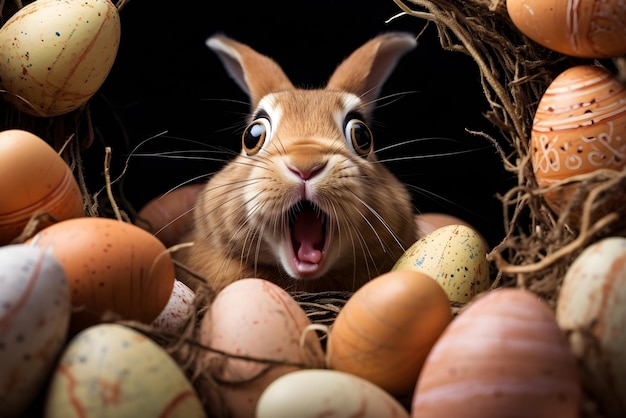 Сюрприз пасхального кролика корзина яиц Генеративный ИИ