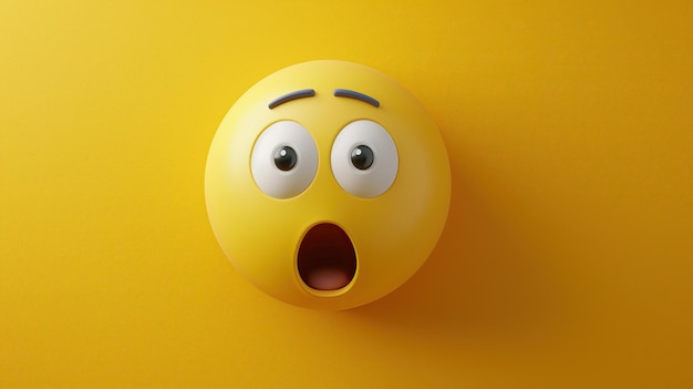 удивленный смайлик изолирован на желтом фоне смайлик 3D шокированное лицо на желтом фонде