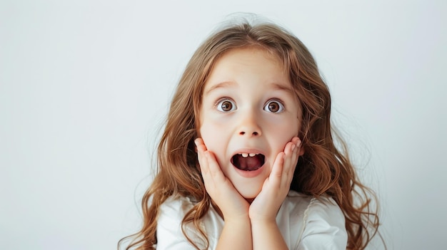 surprised girl face on white background