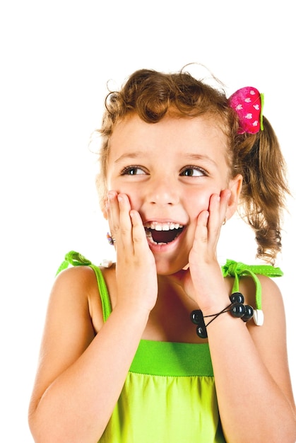 Surprised girl isolated on a white background