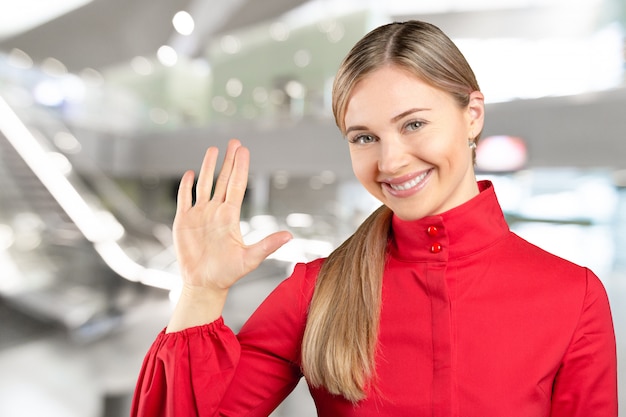 Surprised happy young woman  in excitement. Isolated