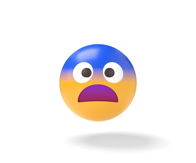 Uno sguardo sorpreso faccina emoji spaventata, emoticon spaventata, emozione sorpresa con fronte azzurra, compenso