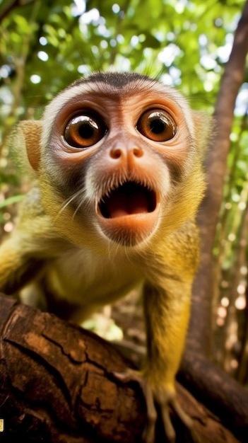 Photo surprised monkey generative ai