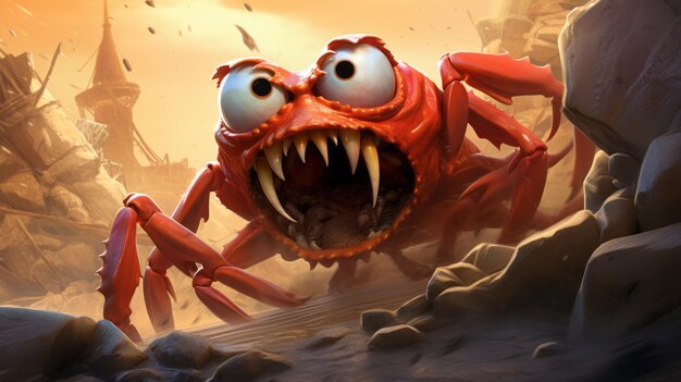 The Surprised Red Crawling Creepy Crab