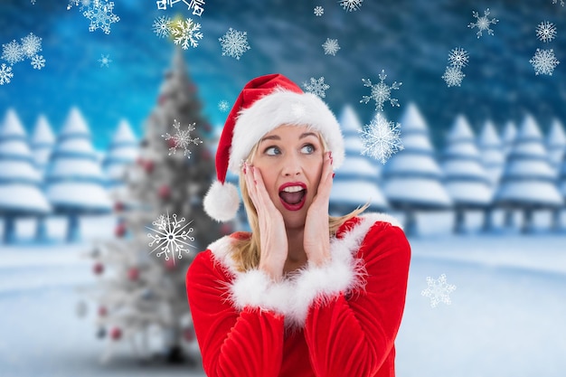 Surprised woman in santa costume