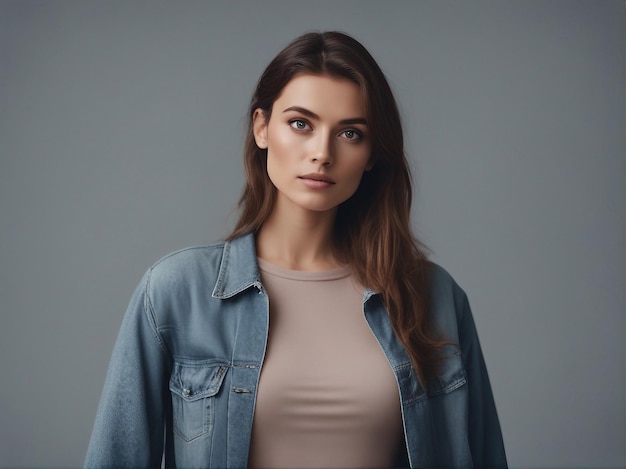 Surprised young woman keeping hand on hip and looking at camera while standing generated by AI
