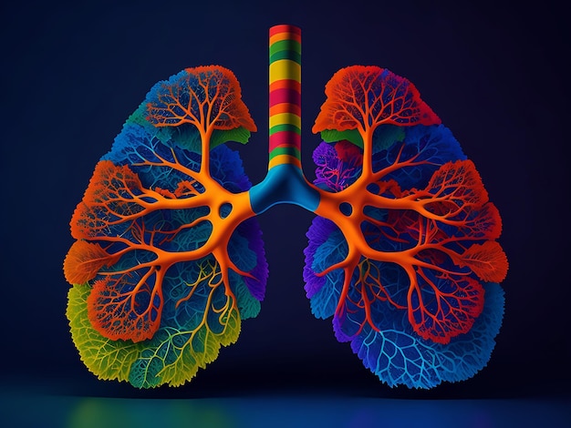 Surprising Abstract human lung with dots and lines mix color Generative Ai