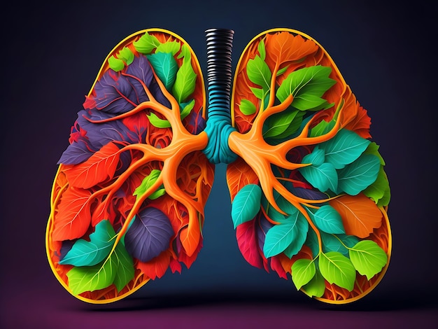 Surprising Abstract human lung with dots and lines mix color Generative Ai