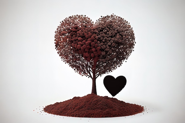 Surprising Hearts tree and pile of fertile soil isolated