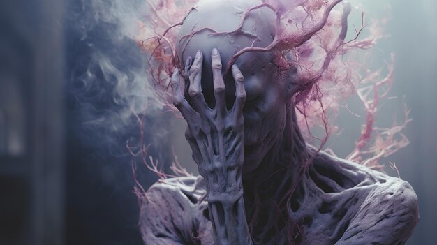 Photo surreal 3d landscapes exploring ethereal horror with undefined anatomy