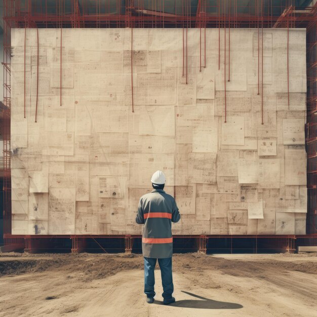 A surreal background to a construction site