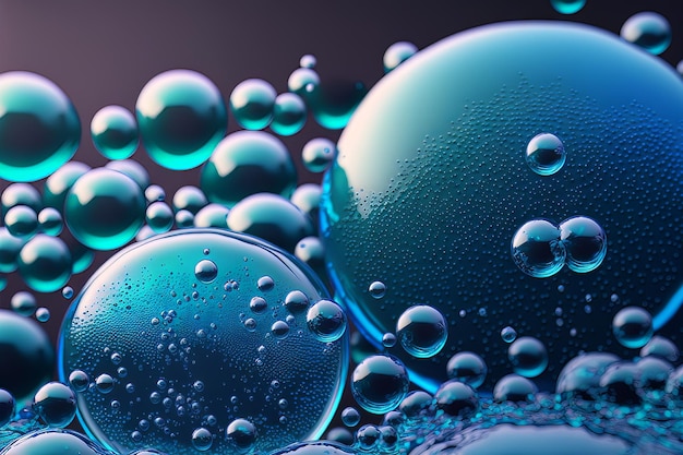 Surreal bubbles blue background