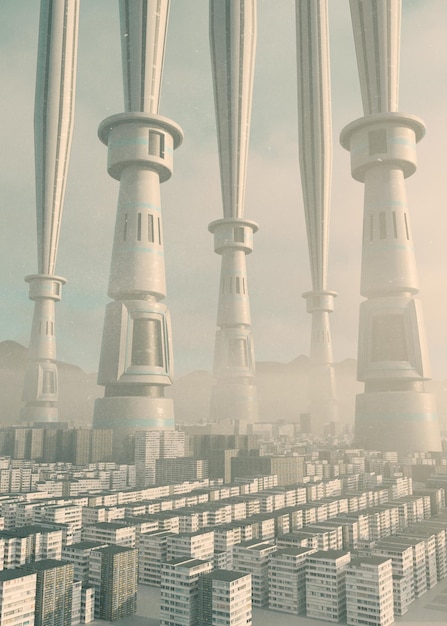 the surreal city 3d image rendered