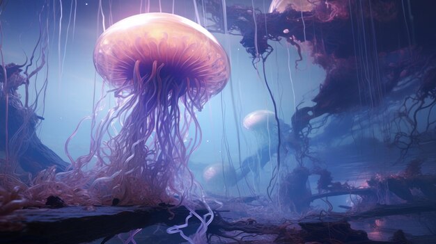 Surreal Clockwork Jellyfish in the AI Universe