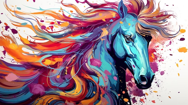 Surreal Colorful Doodle Explosion with horse